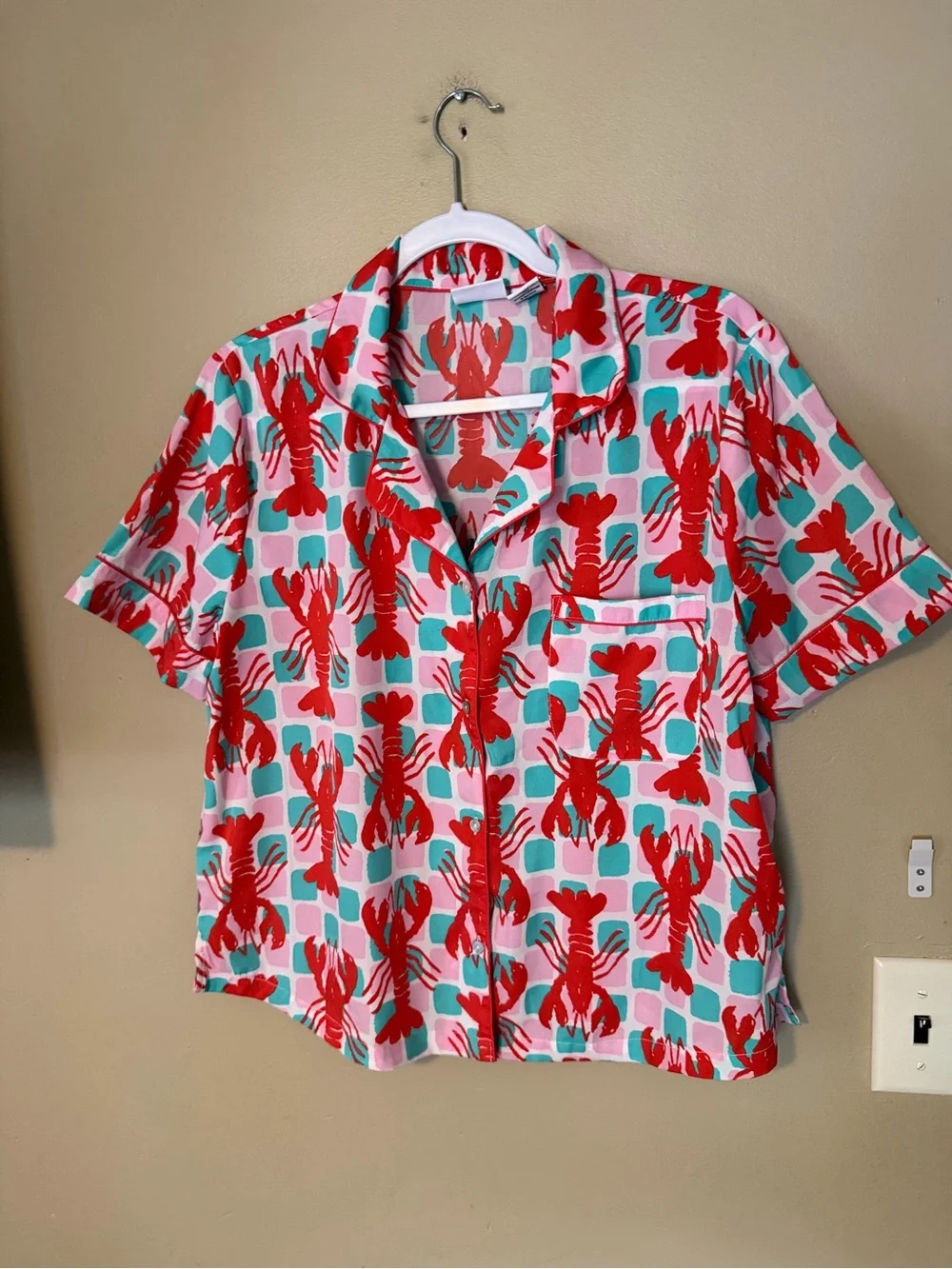 Bouffant’s and Broken Hearts Lobster Print Short Pajama Set